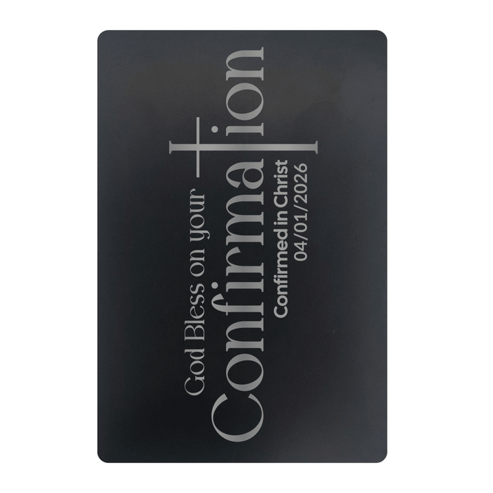 Cross Confirmation Metal Pocket Prayer Card – Christian Gift, Black Engraved Message Card - Shepherds Shelf