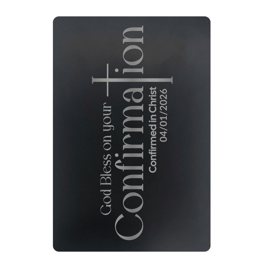 Cross Confirmation Metal Pocket Prayer Card – Christian Gift, Black Engraved Message Card - Shepherds Shelf