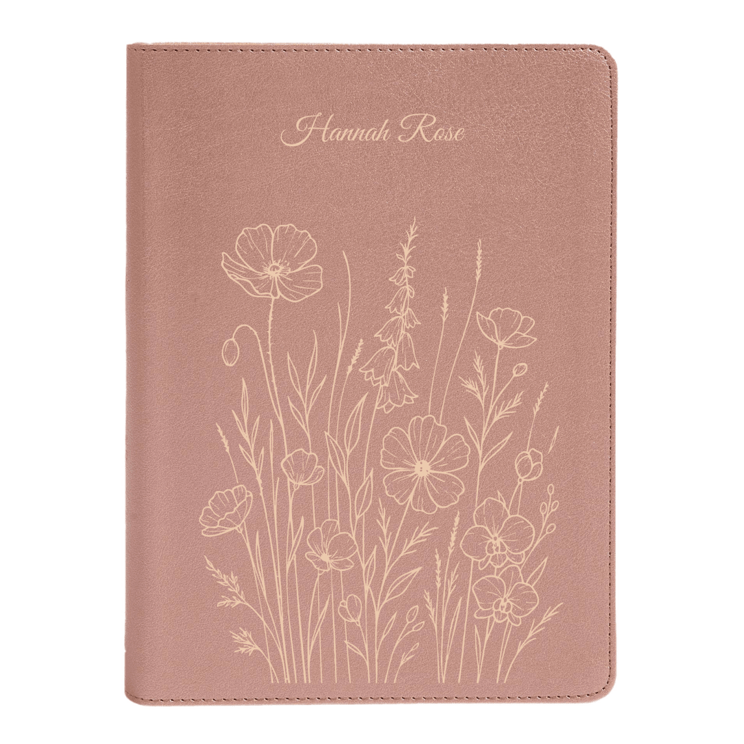 CSB She Reads Rose Gold Study Size Holy Bible Medium Print Size | Bunch of Flowers - Shepherds Shelf