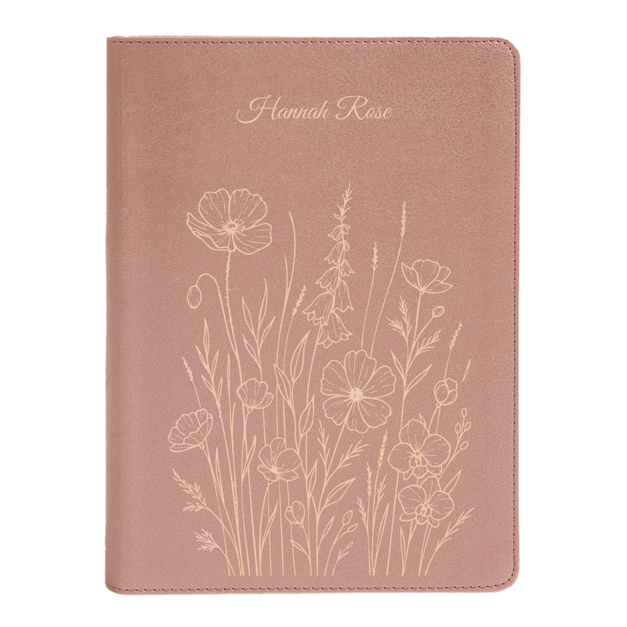 CSB She Reads Rose Gold Study Size Holy Bible Medium Print Size | Bunch of Flowers - Shepherds Shelf
