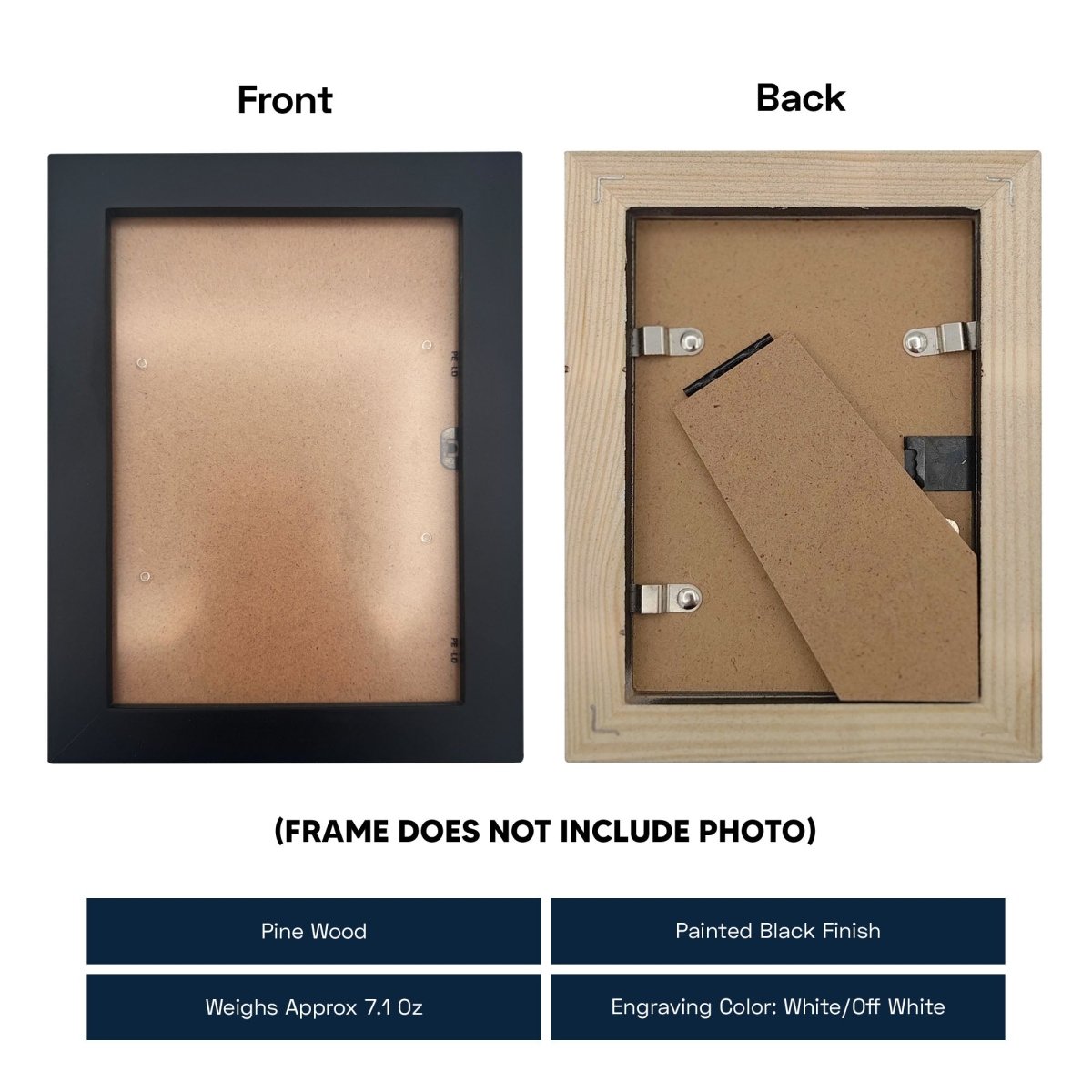 Custom Engraved Pine Wood Picture Frame – Personalized Tabletop Photo Display with Acrylic Glazing in White/Off - White | Black | Sizes: 3x5 & 5x7 - Shepherds Shelf