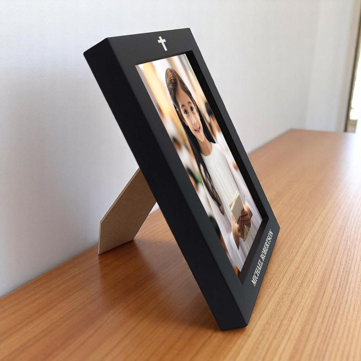 Custom Engraved Pine Wood Picture Frame – Personalized Tabletop Photo Display with Acrylic Glazing in White/Off - White | Black | Sizes: 3x5 & 5x7 - Shepherds Shelf