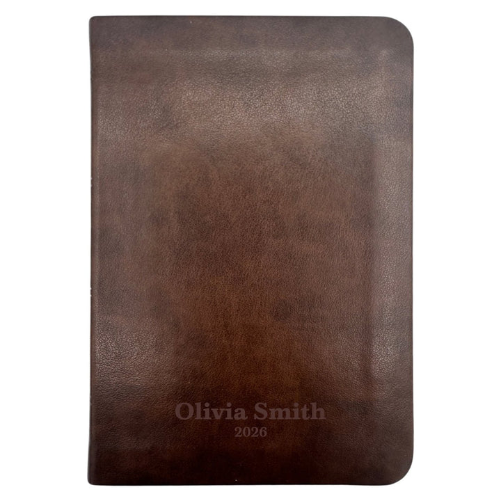 Custom ESV Brown Small Compact On - The - Go Personalized Red Letter Holy Bible | Extra Small Print - Shepherds Shelf