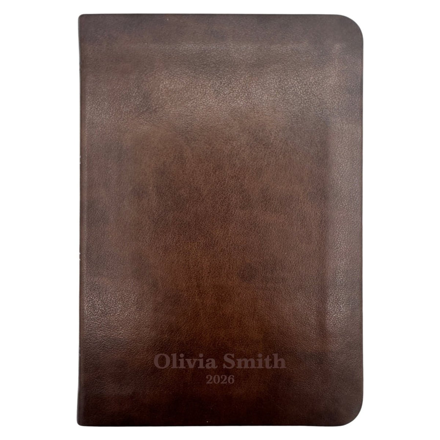 Custom ESV Brown Small Compact On - The - Go Personalized Red Letter Holy Bible | Extra Small Print - Shepherds Shelf