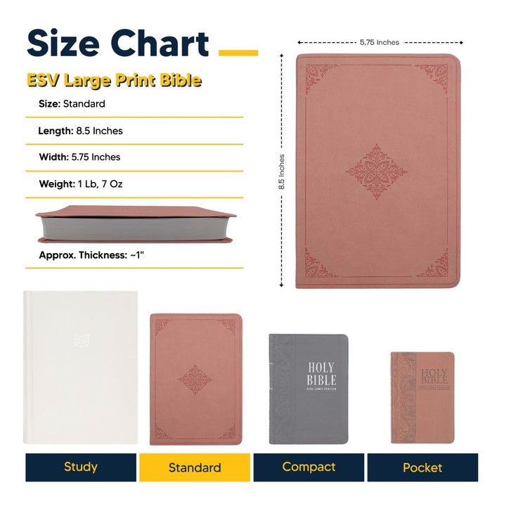 Custom ESV Large Print Holy Bible with Name | Blush Pink Faux Leather | Shepherds Shelf - Shepherds Shelf
