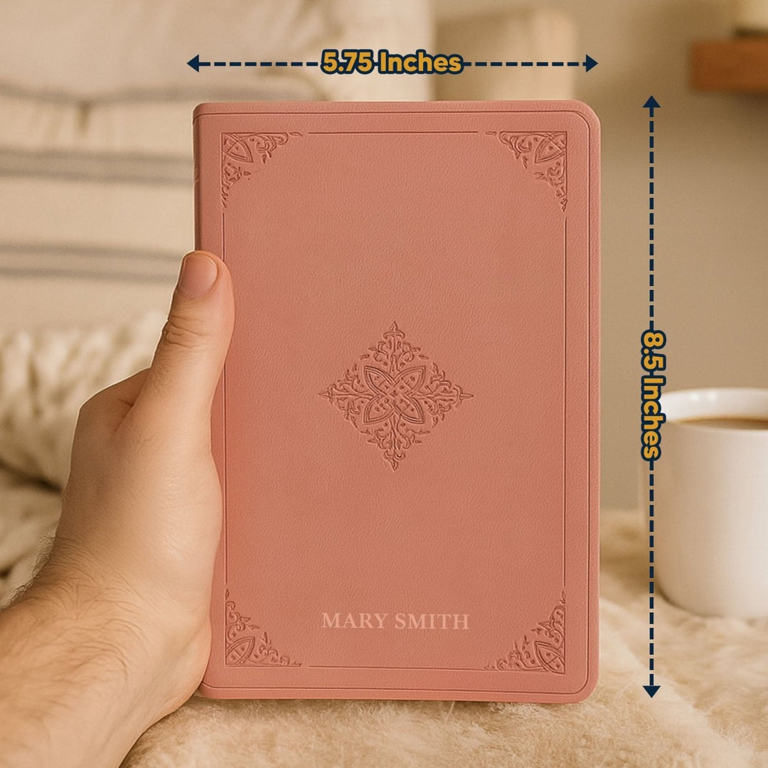 Custom ESV Large Print Holy Bible with Name | Blush Pink Faux Leather | Shepherds Shelf - Shepherds Shelf