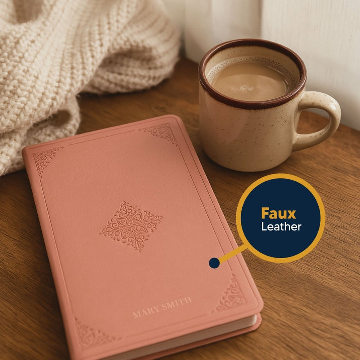 Custom ESV Large Print Holy Bible with Name | Blush Pink Faux Leather | Shepherds Shelf - Shepherds Shelf