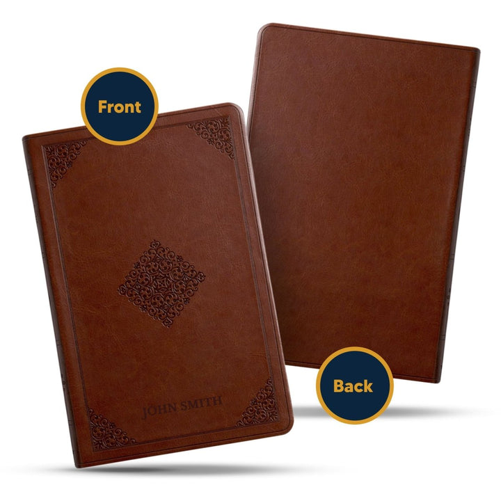 Custom ESV Large Print Holy Bible with Name | Tan Brown Faux Leather | Shepherds Shelf - Shepherds Shelf