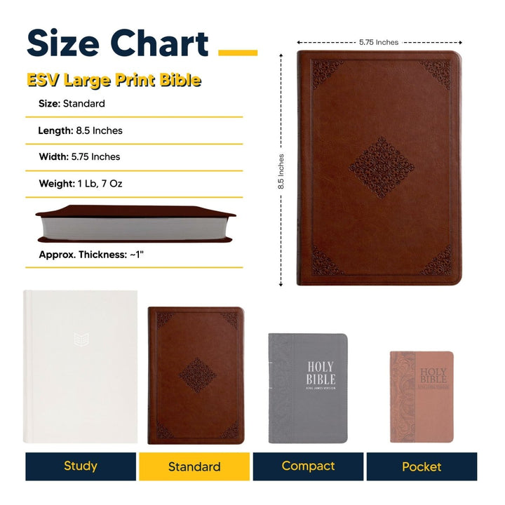 Custom ESV Large Print Holy Bible with Name | Tan Brown Faux Leather | Shepherds Shelf - Shepherds Shelf