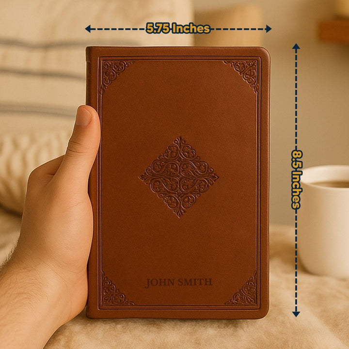 Custom ESV Large Print Holy Bible with Name | Tan Brown Faux Leather | Shepherds Shelf - Shepherds Shelf