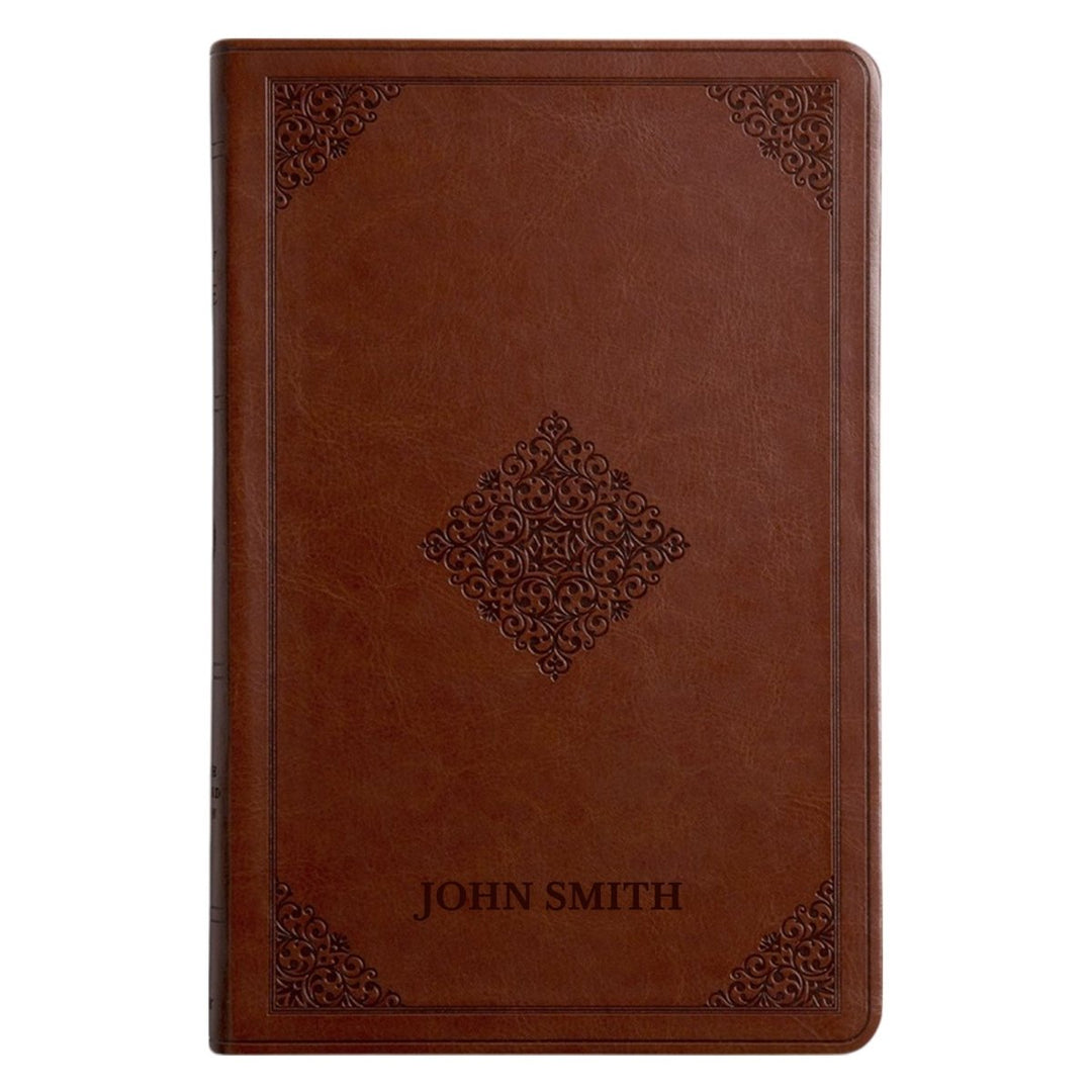 Custom ESV Large Print Holy Bible with Name | Tan Brown Faux Leather | Shepherds Shelf - Shepherds Shelf