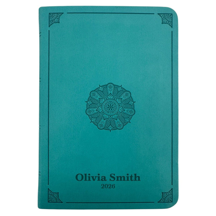 Custom ESV Teal Small Compact On-The-Go Personalized Red Letter Holy Bible | Extra Small Print