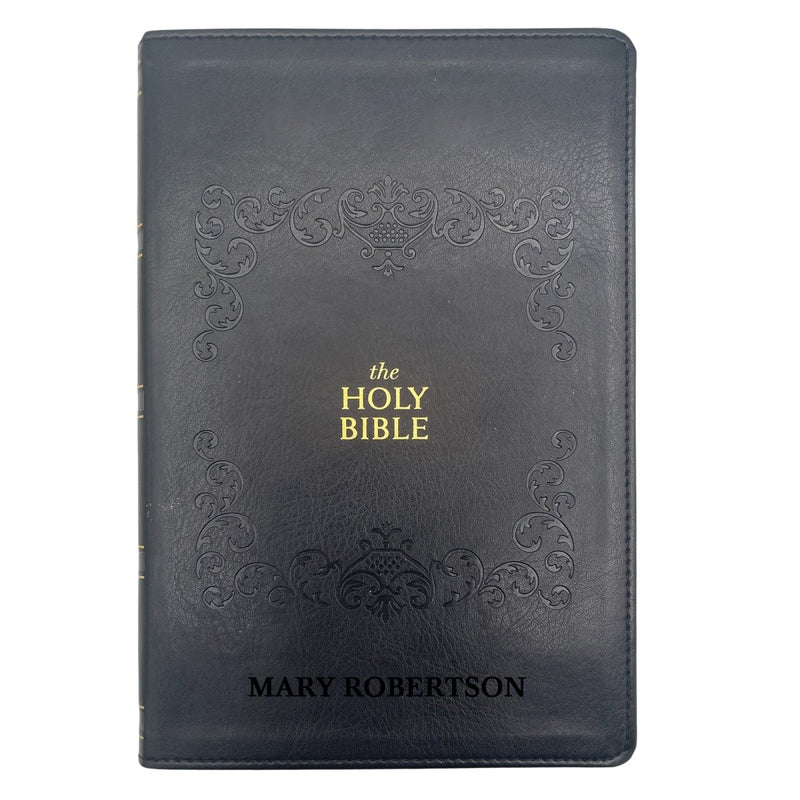Custom KJV Large Print Holy Bible Faux Leather | Jesus Words in Red | Black
