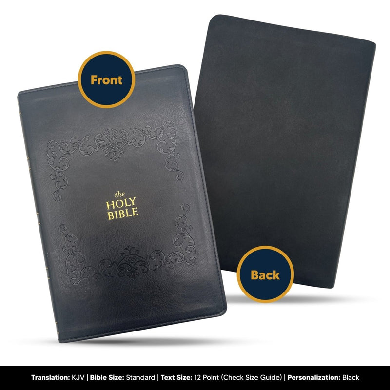 Custom KJV Large Print Holy Bible Faux Leather | Jesus Words in Red | Black