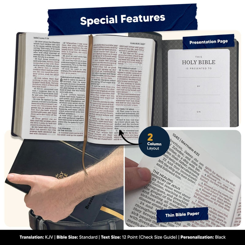 Custom KJV Large Print Holy Bible Faux Leather | Jesus Words in Red | Black