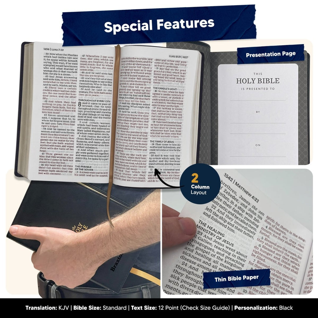 Custom KJV Large Print Holy Bible Faux Leather | Jesus Words in Red | Black - Shepherds Shelf