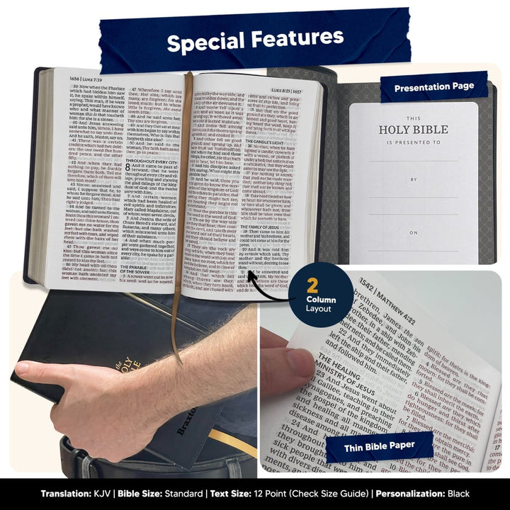 Custom KJV Large Print Holy Bible Faux Leather | Jesus Words in Red | Black - Shepherds Shelf