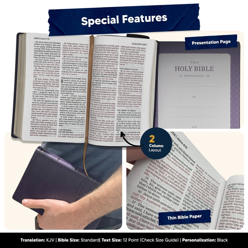 Custom KJV Large Print Holy Bible Faux Leather | Jesus Words in Red | Purple