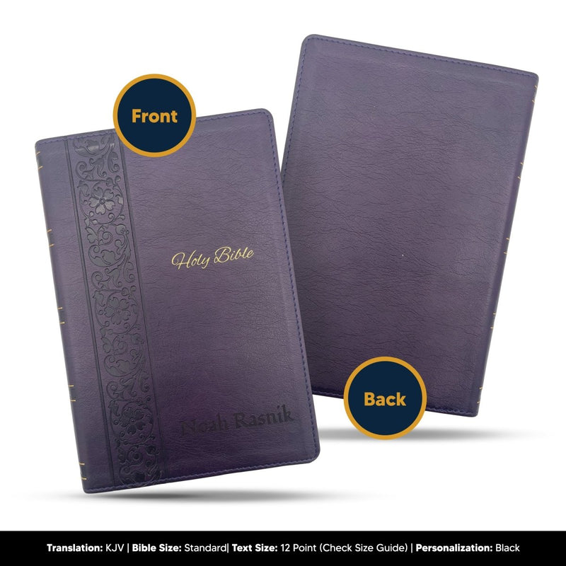 Custom KJV Large Print Holy Bible Faux Leather | Jesus Words in Red | Purple
