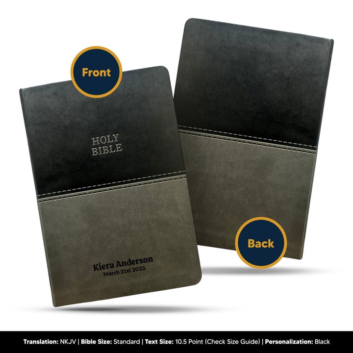 Custom KJV Thinline Red Letter Holy Bible | Large Print | Faux Leather | 2 Tone Gray - Shepherds Shelf