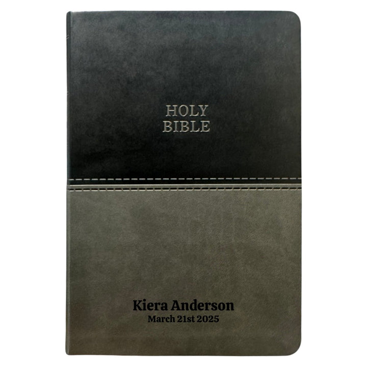 Custom KJV Thinline Red Letter Holy Bible | Large Print | Faux Leather | 2 Tone Gray - Shepherds Shelf