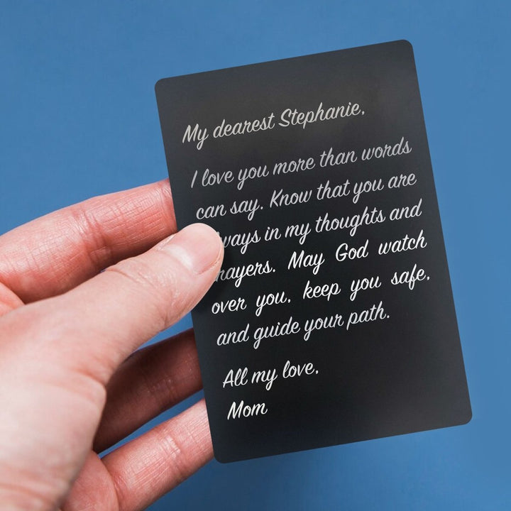 Custom Metal Pocket Prayer and Message Card, Black - Shepherds Shelf