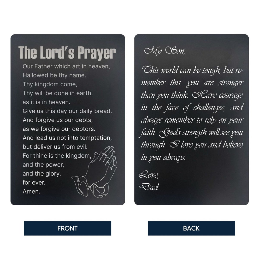 Custom Metal Pocket Prayer and Message Card, Black - Shepherds Shelf