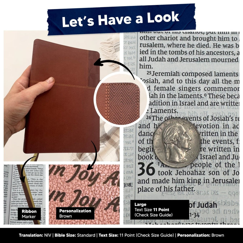Custom NIV Center Column Reference Holy Bible Red Letter Bible | Large Print | Faux Leather - Shepherds Shelf