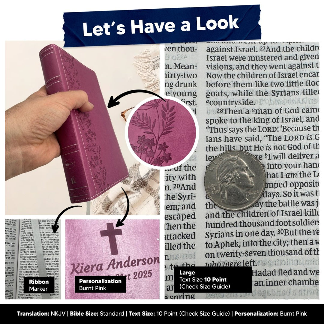 Custom NKJV Pink Holy Bible Red Letter | Large Print | Faux Leather - Shepherds Shelf