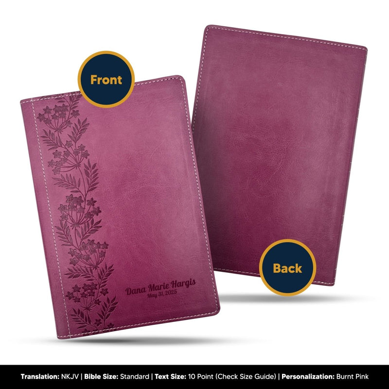 Custom NKJV Pink Holy Bible Red Letter | Large Print | Faux Leather