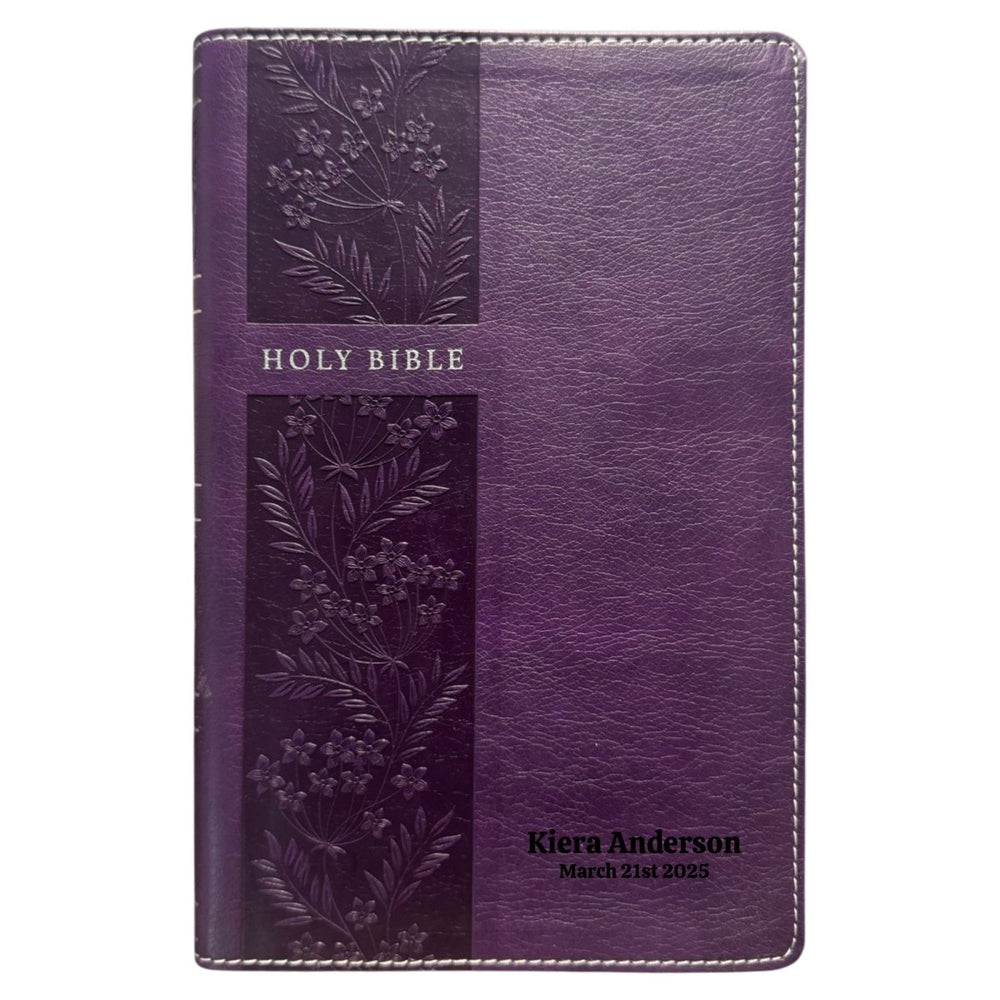 Custom NKJV Purple Holy Bible Red Letter Reference Bible | Large Print | Faux Leather