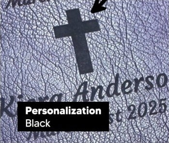 Actual personalization sample for this Bible