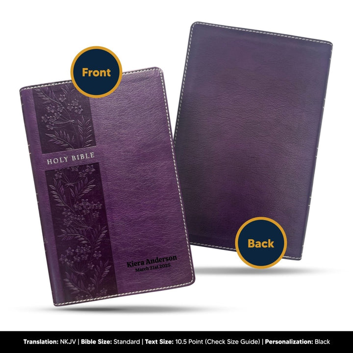 Custom NKJV Purple Holy Bible Red Letter Reference Bible | Large Print | Faux Leather - Shepherds Shelf