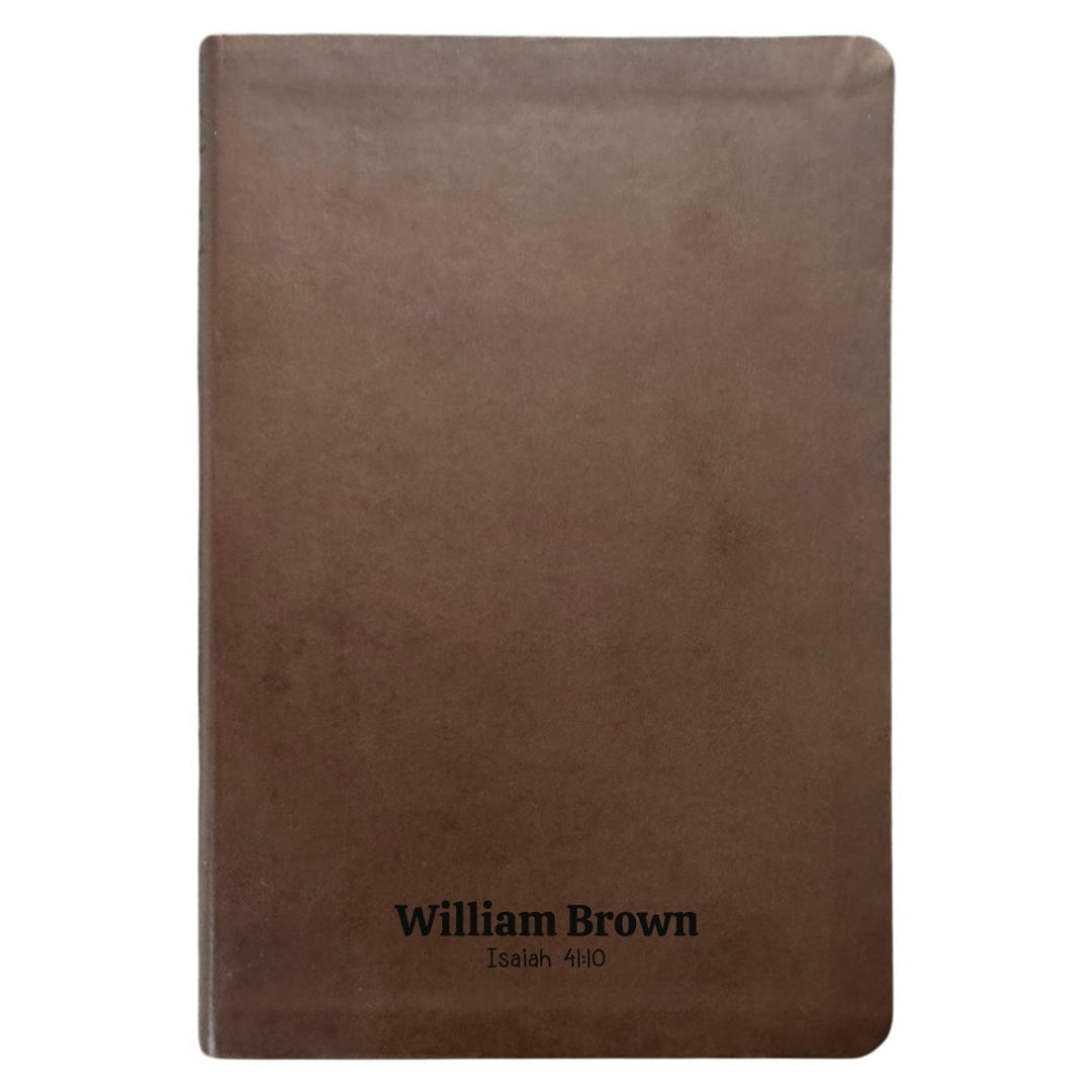Custom NLT Brown Personalized Holy Bible | Small Print | Thinline Faux Leather Lay Flat - Shepherds Shelf