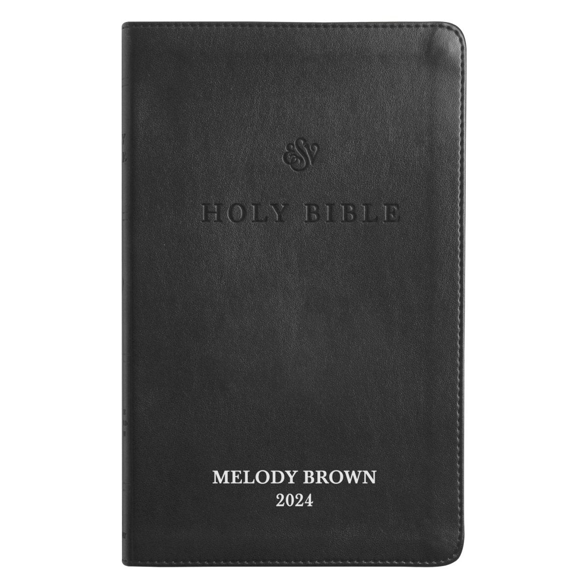 Custom Personalized Black ESV Bible | Small Text | Silver Customized Name | Faux Leather Premium Church Bible with Lay Flat Design, Black | Shepherds Shelf - Shepherds Shelf