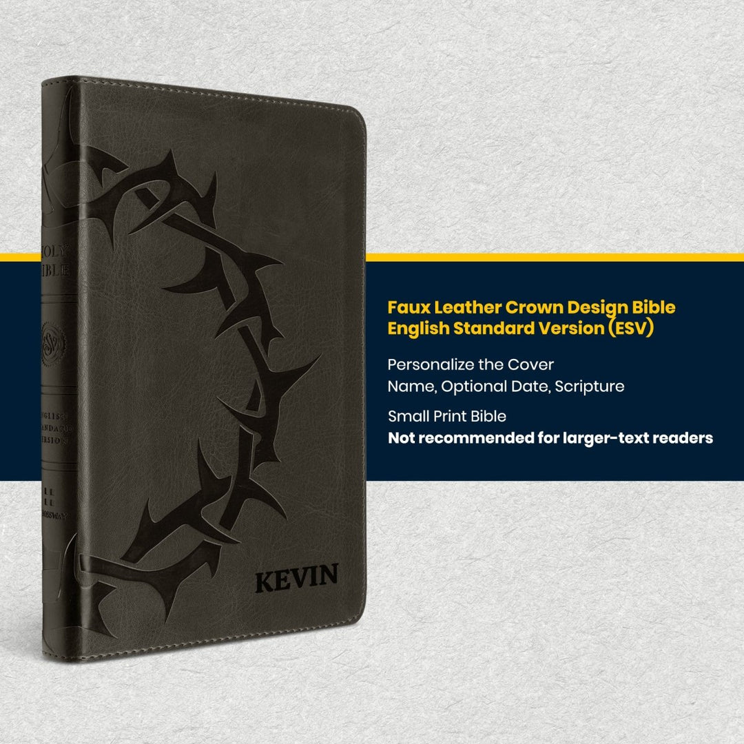 Custom Personalized Church Bible Black ESV Small Print | Crown Design - Shepherds Shelf