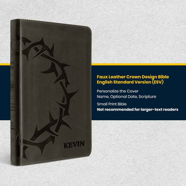 Custom Personalized Church Bible Black ESV Small Print | Crown Design - Shepherds Shelf