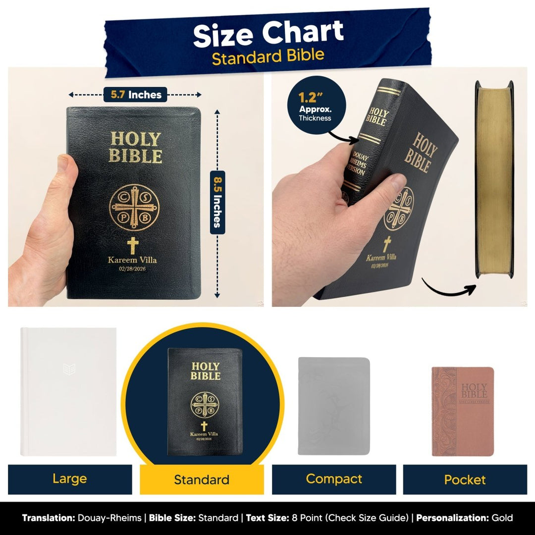 Custom Personalized Church Bible Douay-Rheims Small Print | Black - Shepherds Shelf