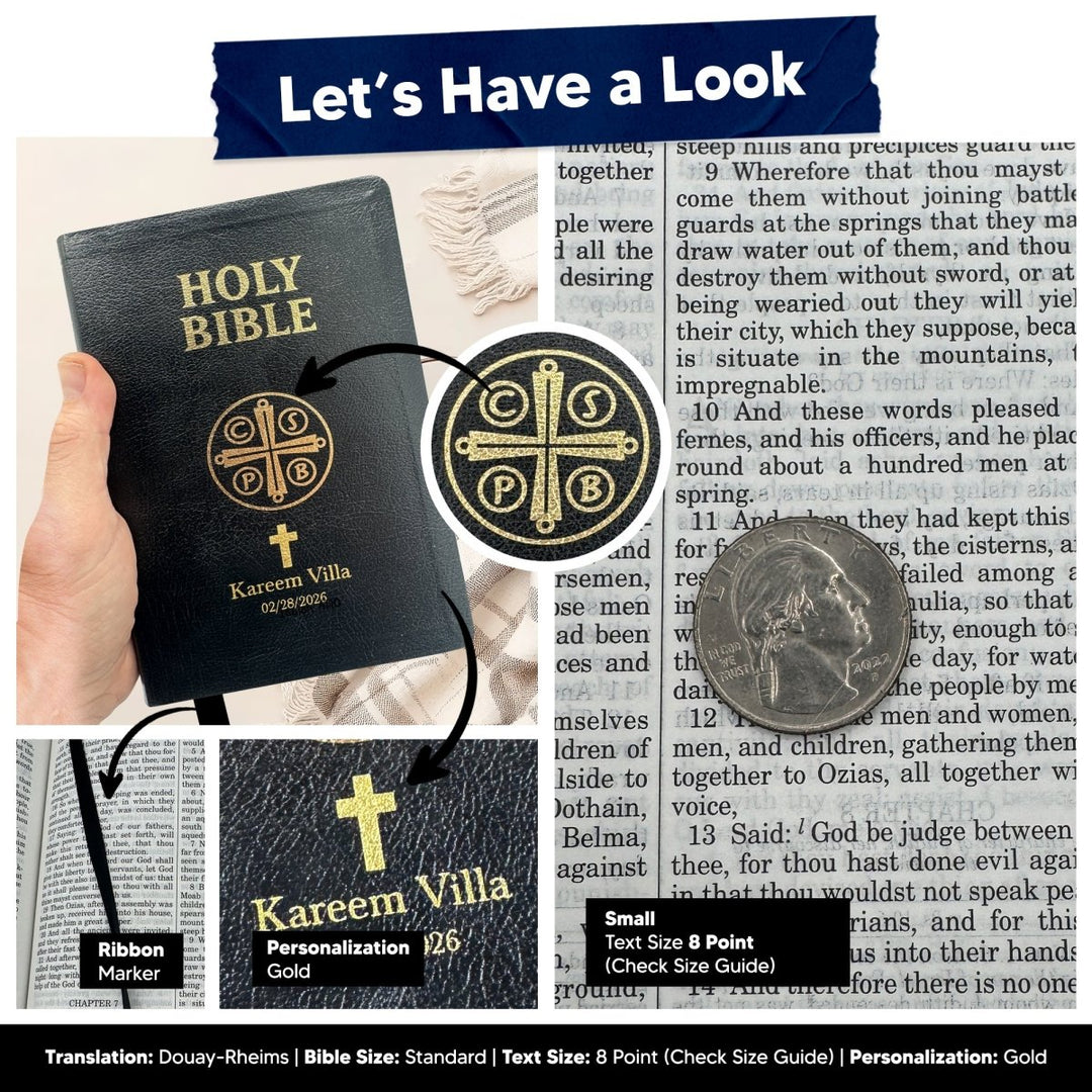 Custom Personalized Church Bible Douay-Rheims Small Print | Black - Shepherds Shelf