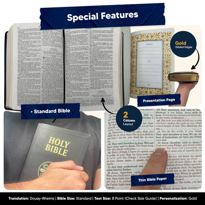 Custom Personalized Church Bible Douay-Rheims Small Print | Black - Shepherds Shelf