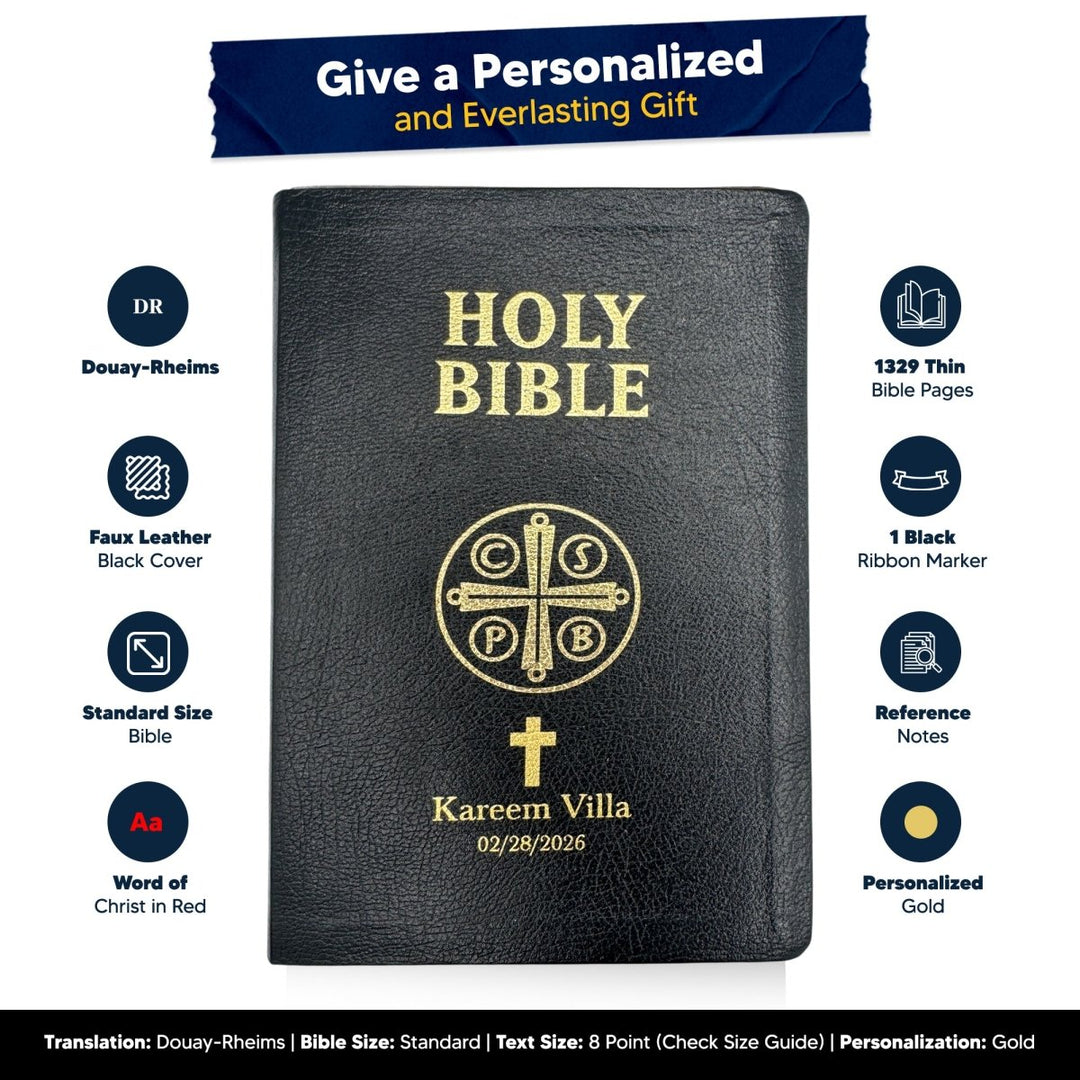 Custom Personalized Church Bible Douay-Rheims Small Print | Black - Shepherds Shelf