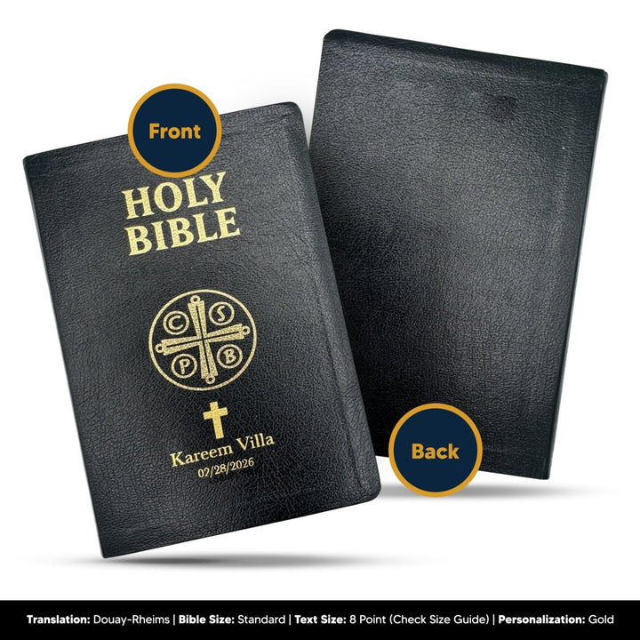 Custom Personalized Church Bible Douay-Rheims Small Print | Black - Shepherds Shelf