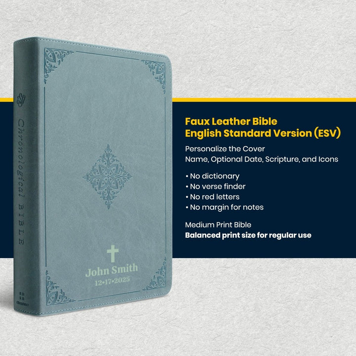 Custom Personalized Church Bible ESV Chronological Bible Medium Print | Teal - Shepherds Shelf