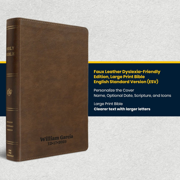 Custom Personalized Church Bible ESV Dyslexia-Friendly Bible Large Print | Brown - Shepherds Shelf