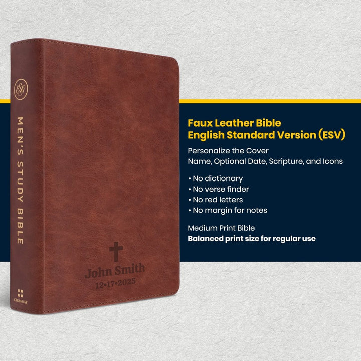 Custom Personalized Church Bible ESV Men's Study Bible Small Print | Brown - Shepherds Shelf