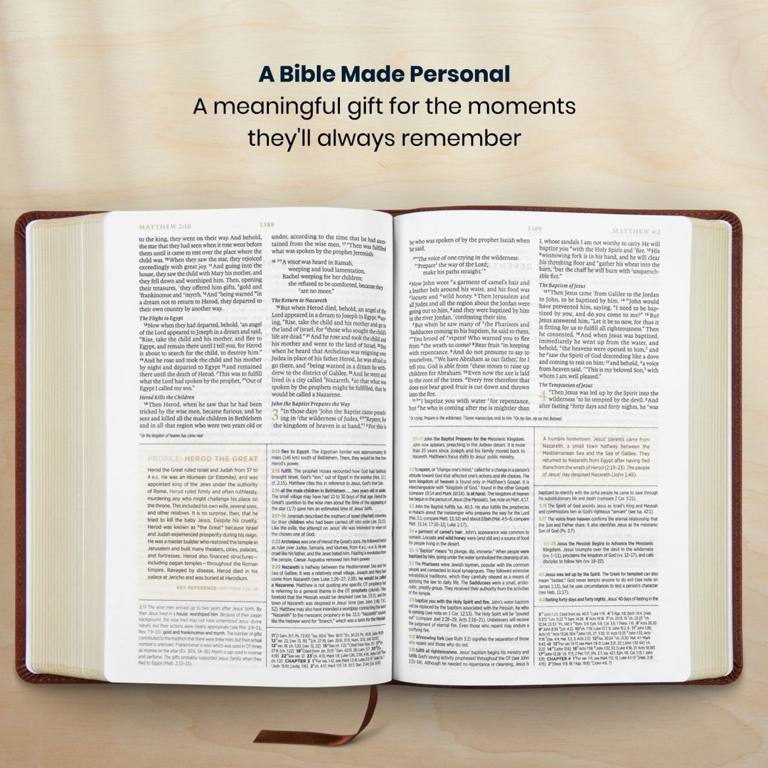 Custom Personalized Church Bible ESV Men's Study Bible Small Print | Brown - Shepherds Shelf