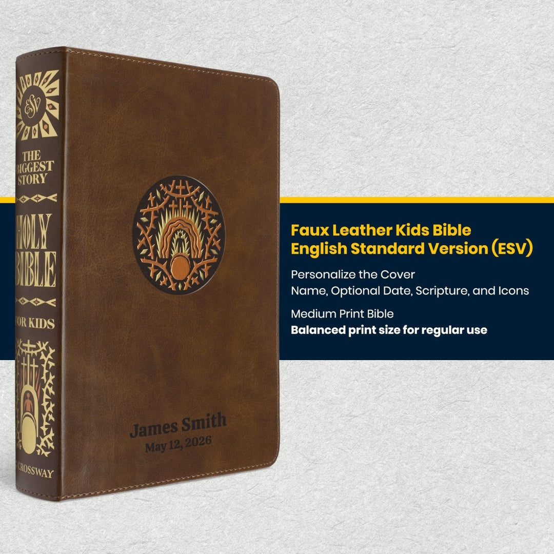 Custom Personalized Church Bible ESV The Biggest Story Bible Medium Print | Brown - Shepherds Shelf