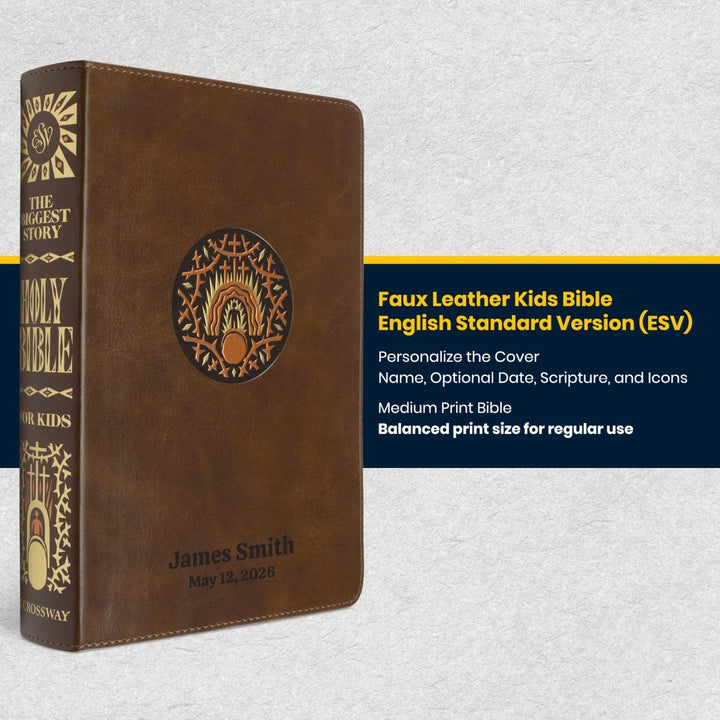 Custom Personalized Church Bible ESV The Biggest Story Bible Medium Print | Brown - Shepherds Shelf