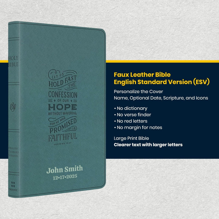 Custom Personalized Church Bible ESV Thinline Bible Large Print | Aqua Teal - Shepherds Shelf