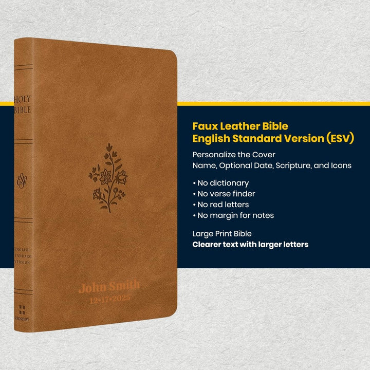 Custom Personalized Church Bible ESV Thinline Bible Large Print | Camel - Shepherds Shelf